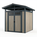 Abri de jardin 240 x 180 x 250 cm en métal gris anthracite et beige avec double porte