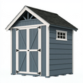 Abri de jardin 210 x 160 x 220 cm en bois gris bleu et blanc - double porte style chalet