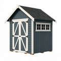 Abri de jardin 240 x 180 x 230 cm en bois bleu anthracite avec double porte style chalet
