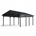 Carport 600 x 300 x 270 cm en acier noir avec toit incliné