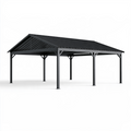 Carport 600 x 300 cm en acier noir avec toit à deux pans pour extérieur