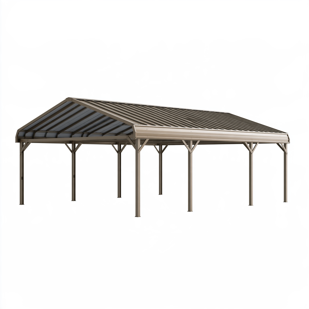Abri voiture 600 x 300 x 270 cm en aluminium gris avec toiture en polycarbonate
