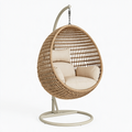Fauteuil suspendu 105 x 105 x 195 cm en rotin beige avec support métal style bohème