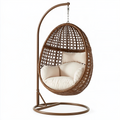 Fauteuil suspendu 105 x 105 x 198 cm en rotin brun avec support en métal style bohème