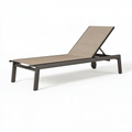 Bain de soleil 200 x 65 cm en textile beige et métal anthracite réglable pour extérieur