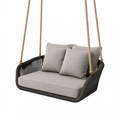 Balancelle suspendue 140 x 75 x 190 cm en cordage synthétique gris anthracite et beige pour extérieur