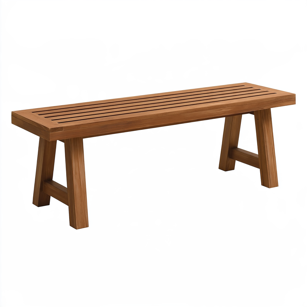 Banc de jardin 150 x 40 x 45 cm en bois marron à lattes style contemporain