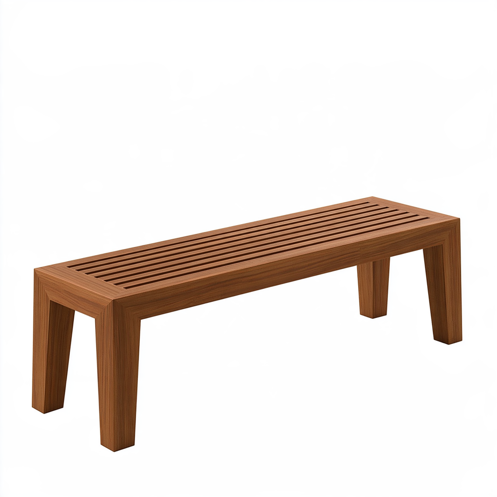 Banc 120 x 40 x 45 cm en bois brun à assise ajourée style contemporain