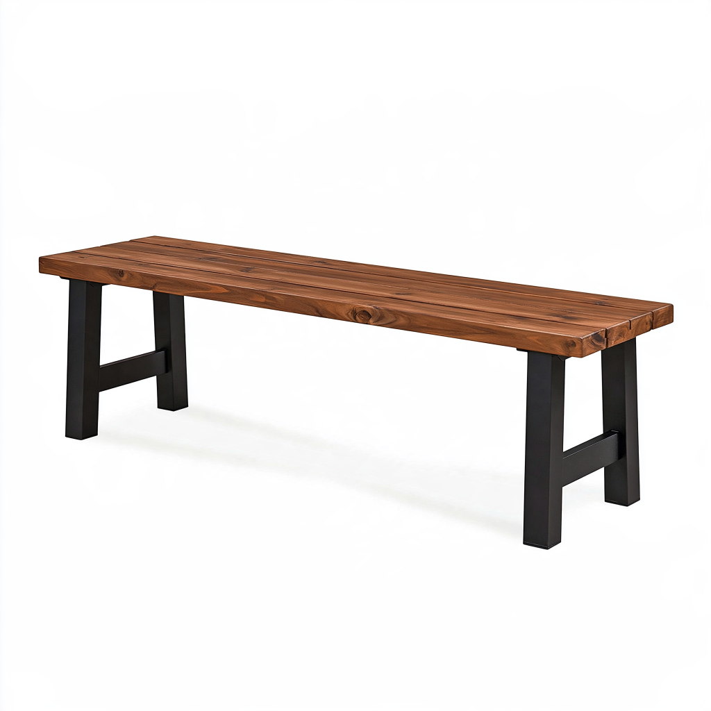 Banc de salle à manger 180 x 40 x 45 cm en bois brun et métal noir style industriel
