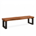 Banc 180 x 35 x 45 cm en bois massif brun et métal noir style industriel