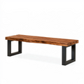 Banc 180 x 35 x 45 cm en bois brun et métal noir style industriel pour entrée