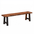 Banc 180 x 35 x 45 cm en bois brun et métal noir style industriel