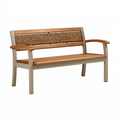 Banc de jardin 120 x 60 x 85 cm en métal beige et bois marron avec dossier tressé